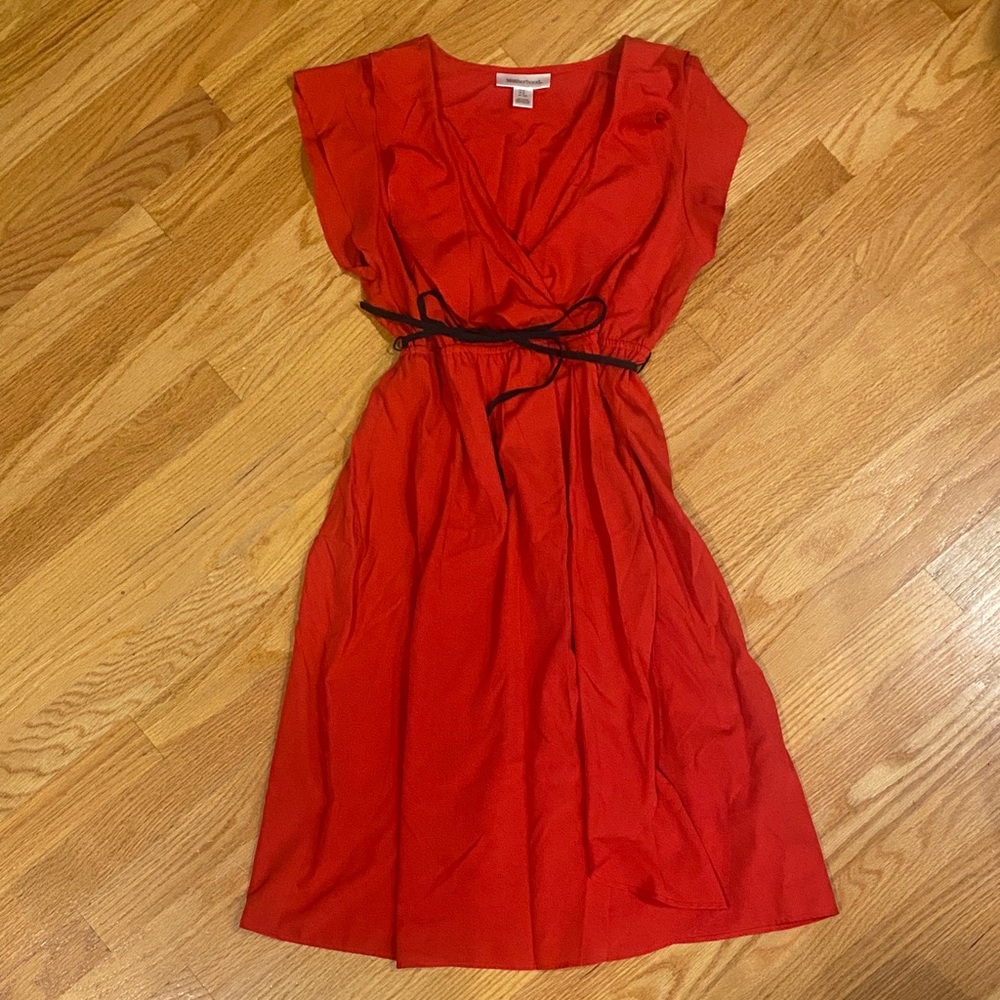 Maternity Motherhood Vibrant Red Wrap Style Dress